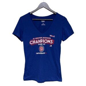 Majestic Chicago Cubs 2017 NL Central Division Champs T-Shirt  Women's Large